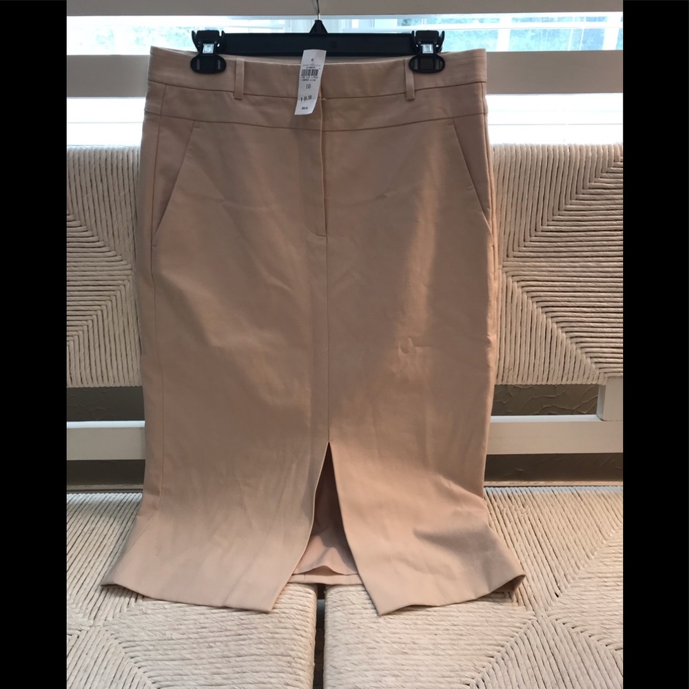 Ann Taylor Front Slit Pencil Skirt In Cream